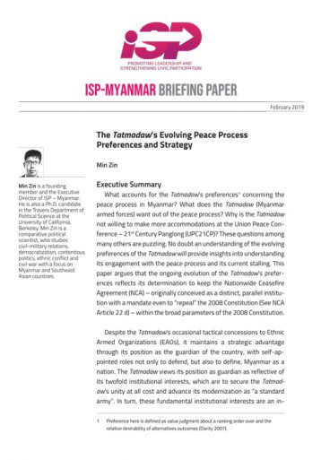 Evolving Preference and Strategy of Tatmadaw Regarding Peace Process in Myanmar